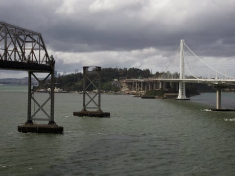 The old and new bridges in February, 2016.